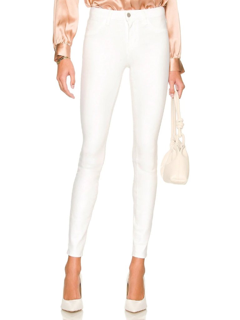 L'agence Marguerite High Rise Skinny Jeans Blanc Coated White